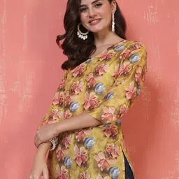 Anouk Rustic Floral Printed Chanderi Silk Straight Kurta image 3