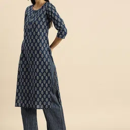 Anouk Ethnic Motifs Printed Pure Cotton Kurta With Palazzos image 4