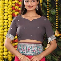 HERE&NOW Ethnic Motifs Zari Silk Blend Handloom Banarasi Saree image 5