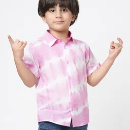 lil' drama Lil Drama Half Sleeves Tie & Dye Shirt - Purple-picture-28
