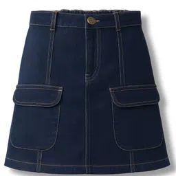 Pine Kids Denim Woven Solid Color Skirt with Pocket - Navy Blue-picture-20
