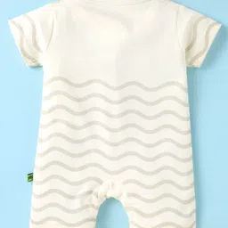 Mini Taurus Interlock Knit Half Sleeves Romper with Nautical Theme Print - Cream image 2