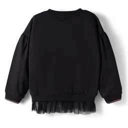 Babyhug Cotton Knit Full Sleeves Sweatshirt with Ghost Patch & Frill Detailing - Black image 2