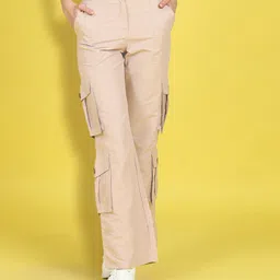 Cutiekins Woven Solid Cargo Pants - Beige image 3