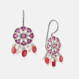 Fabindia Stone Studded & Beaded Dangler Drop Earrings image 3