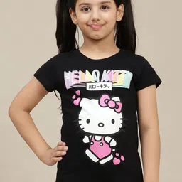 Kids Ville Girls Hello Kitty Printed Pure Cotton Tshirt-picture-31