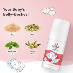 Mylo Care Natural Baby Tummy Roll On with Hing Saunf & Pudina for Indigestion Colic and Gas Relief Made Safe Australia Certified Toxin Free No Silicones Parabens & Mineral Oil- 40 ml image 4
