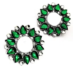 Yash Jewels Emporiums Silver-Plated Artificial Stones Studded Oxidised Contemporary Studs-picture-18