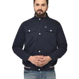 Duke Navy Cotton Regular Fit Jacket-image-63