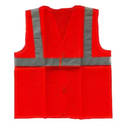 Payuh Economy V-Neck Hook & Loop Closer PVC 50 mm (2 inch) Reflective Polyester Net Safety Jacket Maroon Free Size (Pack of 5)-image-18