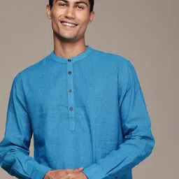 House of Pataudi Men Regular Pure Cotton Rozana Kurta With Trousers-image-57