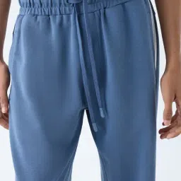 studiofit men Studiofit by Westside Dusty Blue Relaxed-Fit Cotton-Blend Track Pants image 4