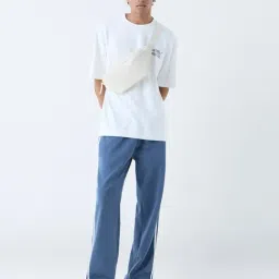 studiofit men Studiofit by Westside Dusty Blue Relaxed-Fit Cotton-Blend Track Pants image 3