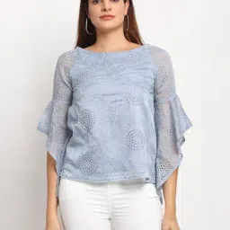 Global Republic Blue Floral Print Top-image-7