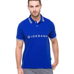 Giordano Blue Slim Fit Polo T-Shirt-image-54