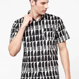 celio celio* Black Regular Fit Printed Cotton Shirt-picture-44