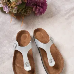 Mozafia Women's Silver T-Strap Sandals-image-97