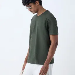 WES Casuals by Westside Olive Slim-Fit Cotton T-Shirt-picture-12