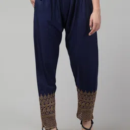 FAMBEE Women Ethnic Motifs Embroidered Flared Knitted Palazzos-image-92