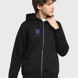 Bewakoof Jet Black Regular Fit Graphic Print Hooded Sweatshirt-picture-40