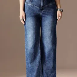 Miss Chase A+ Blue Denim Solid High Rise Jeans-picture-28