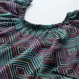 Aarika Turquoise Nylon Printed Short Sleeves Swimsuit With Goggles image 5