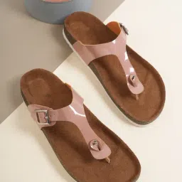 Mozafia Women's Pink T-Strap Sandals-picture-15