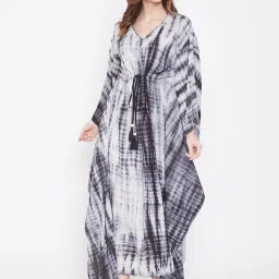 The Kaftan Company Pebble Black Shibori Tie-Dye Kaftan image 1