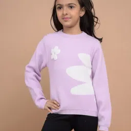 Crimsoune Club Girls Purple Regular Fit Graphic Design Sweater-image-21