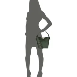 Gio Collection Olive Green Solid Hobo Handbag with Pouch image 4