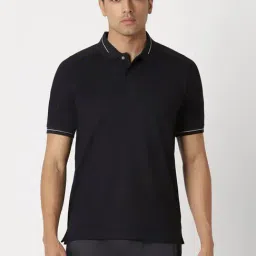 Peter England Black Regular Fit Polo T-Shirt-image-38