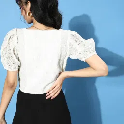 Style Quotient White Self Design Top image 2