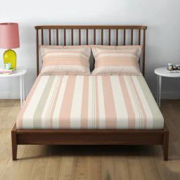 Spaces Cotton Stripes Multi 132 TC Double Bedsheets-picture-34