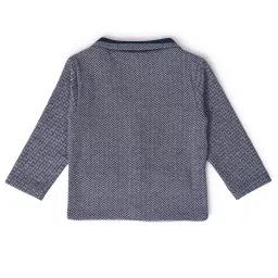 MiArcus Kids Blue Printed Full Sleeves Blazer image 2