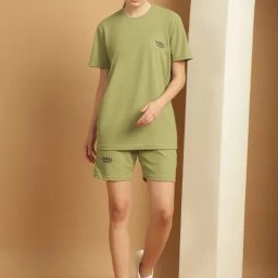 Vimal Jonney Olive Green T-Shirt & Shorts Set-picture-8