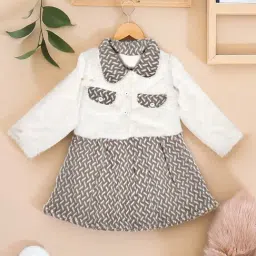 Bella Moda Girls Brown Self Design Dress-picture-19