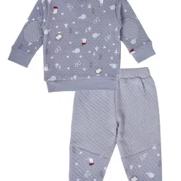 MiArcus Kids Grey Printed Full Sleeves Sweatshirt with Pyjamas image 2
