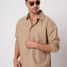 Bene Kleed Light Beige Cotton Solid Relaxed Fit Shirt image 4