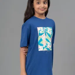 Mode By Red Tape Girls Blue Cotton Printed T-Shirt image 3