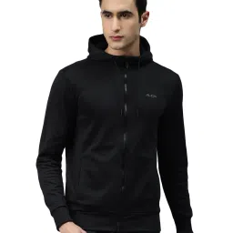 ALCIS Black Regular Fit Hooded Jacket image 1