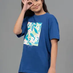 Mode By Red Tape Girls Blue Cotton Printed T-Shirt image 4