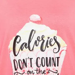 Clovia Pink Graphic Print Night Dress image 5