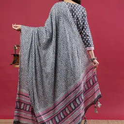 Polyglot Women Floral Printed A-Line Kurta with Trousers & Dupatta image 5