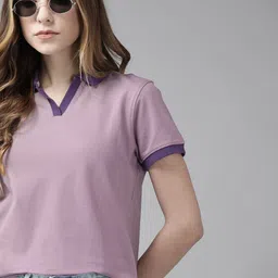 Roadster Women Lavender Solid Polo Collar T-shirt-picture-17