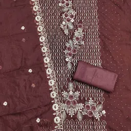 MANVAA Floral Embroidered Thread Work Georgette Unstitched Dress Material image 4