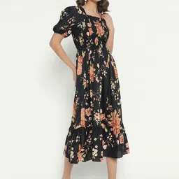 Raiyani Fashion Floral Print Applique Crepe Fit & Flare Midi Dress image 3