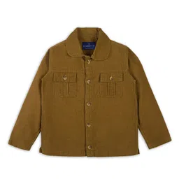 INFINITY Corduroy Cotton Woven Full Sleeves Solid Jacket - Khaki-picture-34