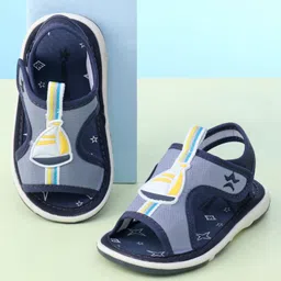 Cute Walk by Babyhug Sandals with Velcro Closure & Yatch Applique - Navy Blue-picture-30