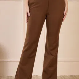 Ranng Women Mid-Rise Flat-Front Relaxed Fit Formal Trousers-picture-18