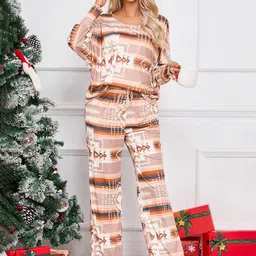 Errabelly Geometric Printed Long Sleeves T-Shirt With Pyjama-picture-30